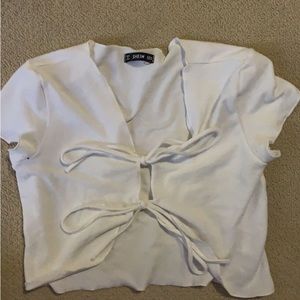White Tie up Crop Top